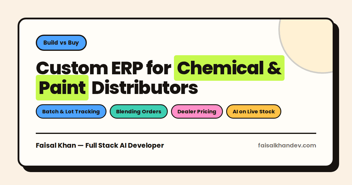 Custom ERP for chemical and paint distributors showing batch inventory and dealer pricing