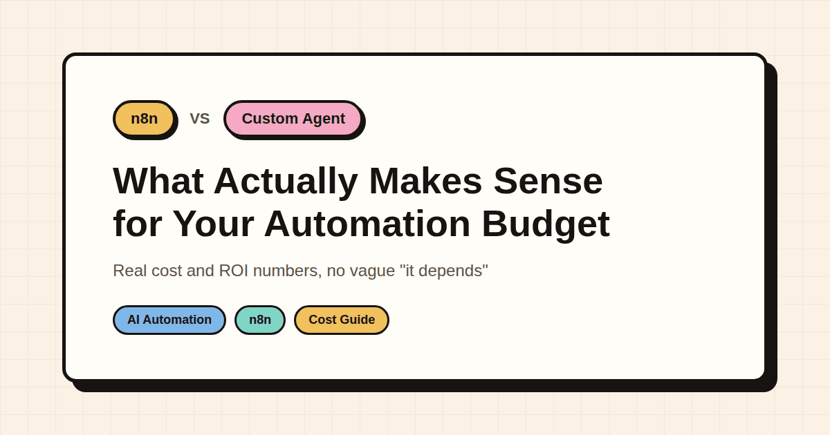 n8n vs custom AI agent automation cost comparison