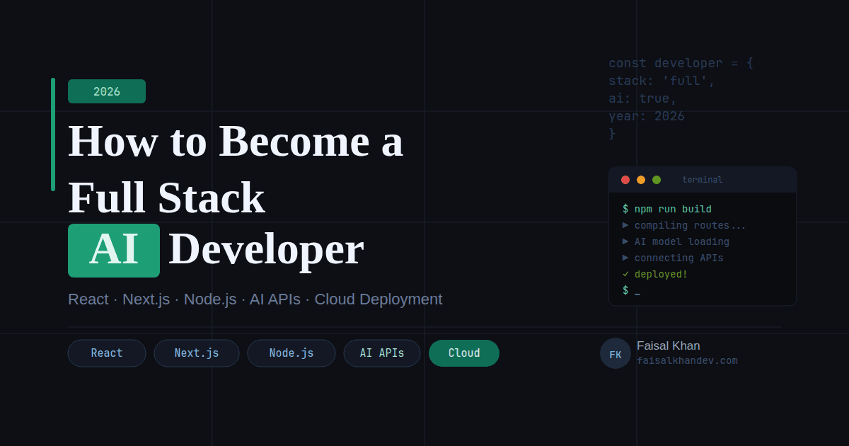 Full stack AI developer building with React, Next.js, and AI APIs