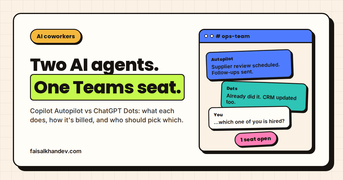 Copilot Autopilot vs ChatGPT Dots: two always-on AI coworkers competing for the same seat in a team chat