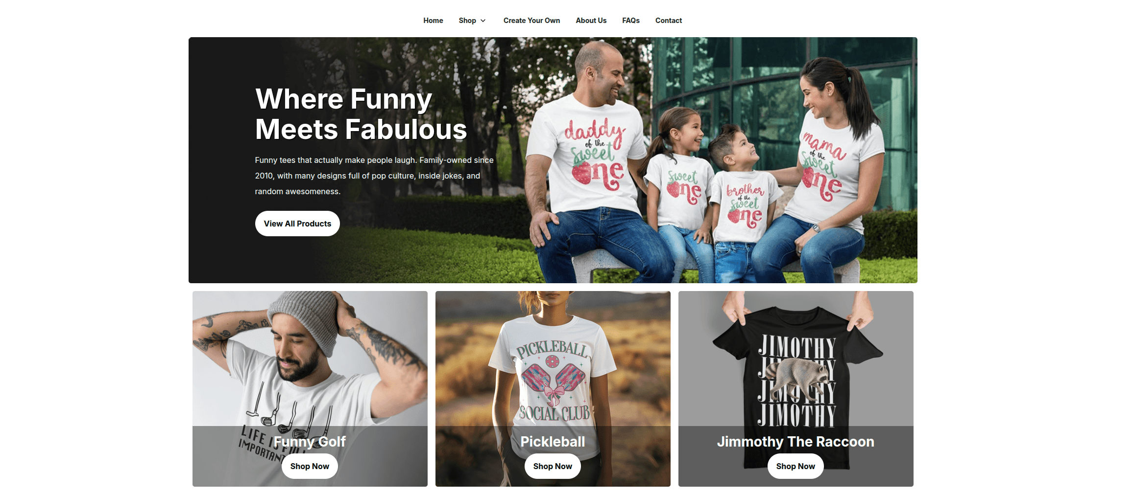Custom apparel e-commerce platform landing page