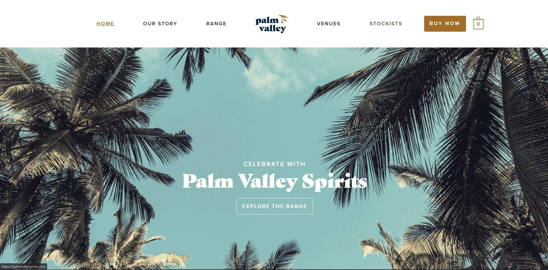 Palm Valley Spirits website screenshot