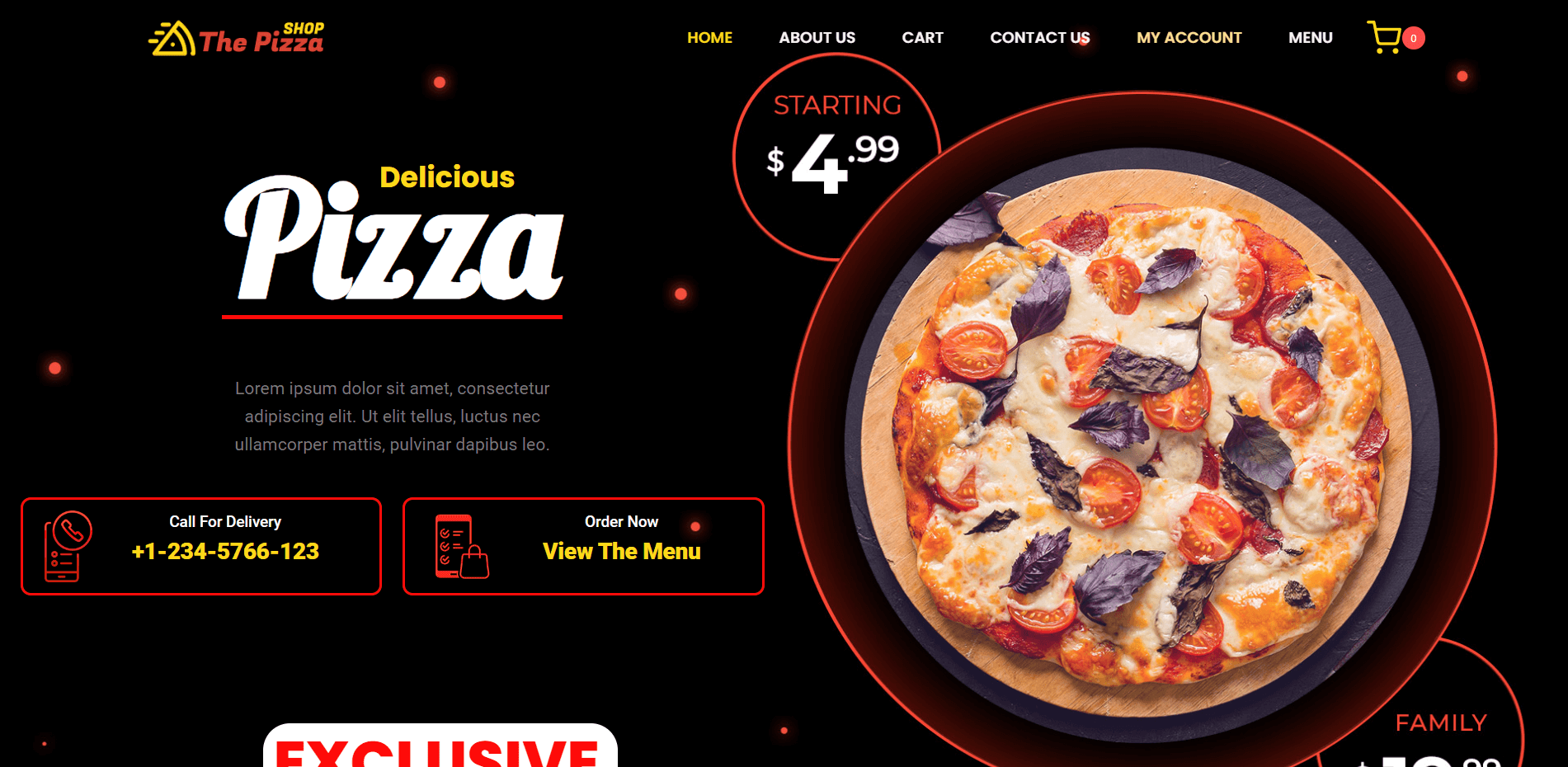 The Pizza Shop website screenshot